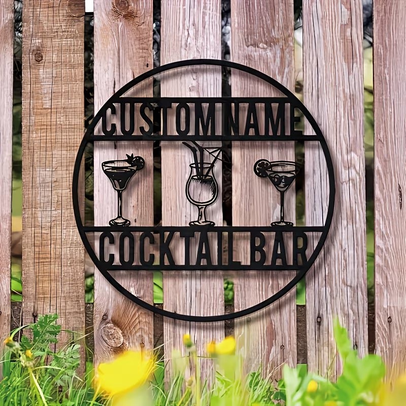 Home Bar Cafe - Placa de Bar Personalizada com Nome,