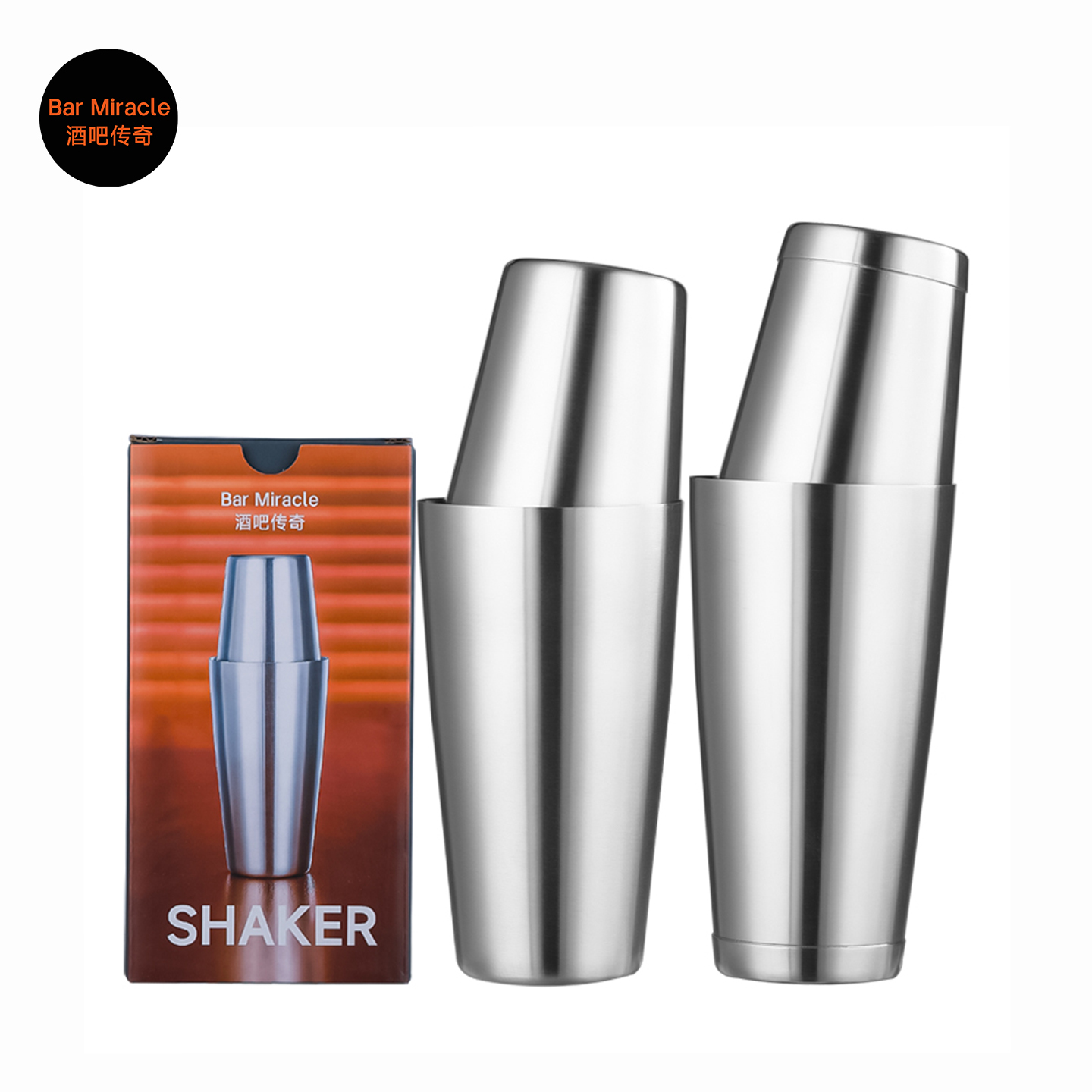 Boston Shaker Set - Bar Miracle 304 Aço Inoxidável Boston