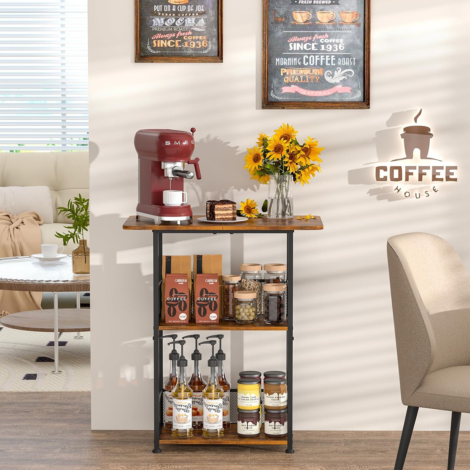 Mini Estante de Café de Chão,  - Home Bar Setup avaliação e preço